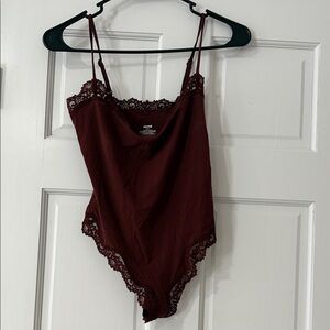 SKIMS Deep Red Lace Bodysuit